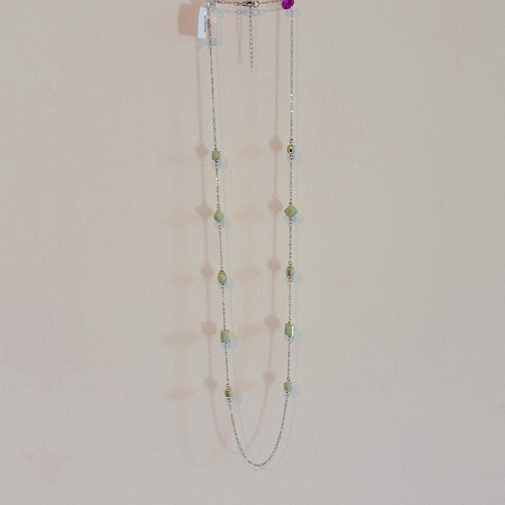 Beautiful green&sliver long necklace